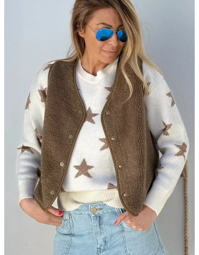 Gilet mouton Molly Bracken, coloris Kaki - Référence : RL742DH