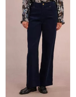 Pantalon large en velours finement côtelé Molly Bracken, taille haute et arrière élastique TF121DH