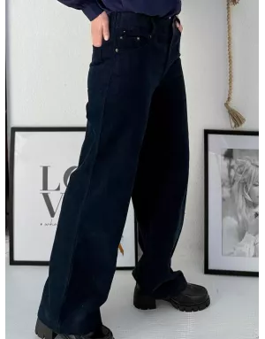 Pantalon large en velours finement côtelé Molly Bracken, taille haute et arrière élastique TF121DH