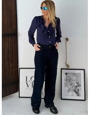 Pantalon large en velours finement côtelé Molly Bracken, taille haute et arrière élastique TF121DH