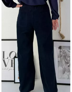 Pantalon large en velours finement côtelé Molly Bracken, taille haute et arrière élastique TF121DH
