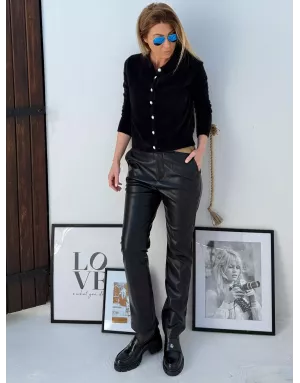 Gilet maille duveteuse Molly Bracken, boutons fantaisies , coloris noir - Référence : LA1825DN