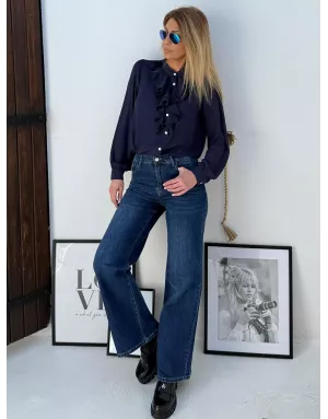 Jean large Molly Bracken, taille haute, délavage brut, coupe 5 poches - Référence : ED64CN