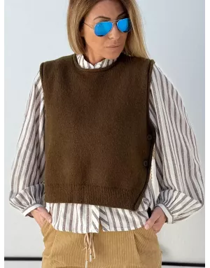 Pull maille Kaki sans manches, Molly Bracken, référence LAF121DN