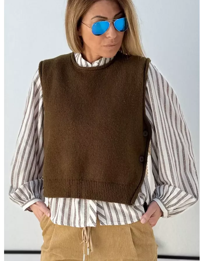 Pull maille Kaki sans manches, Molly Bracken, référence LAF121DN
