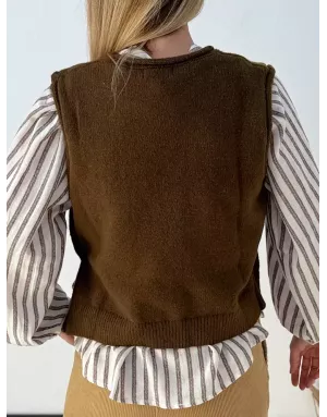 Pull maille Kaki sans manches, Molly Bracken, référence LAF121DN