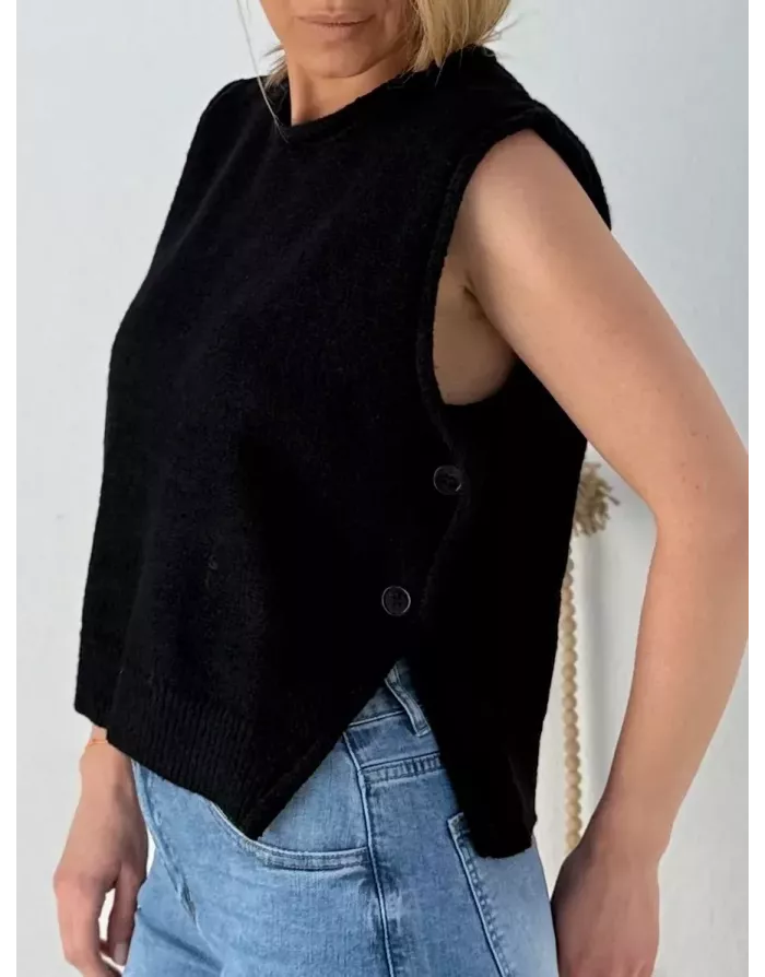 Pull maille noir sans manches, Molly Bracken, référence LAF121DN