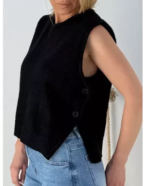 Pull maille noir sans manches, Molly Bracken, référence LAF121DN