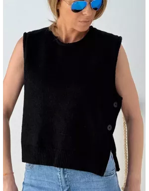 Pull maille noir sans manches, Molly Bracken, référence LAF121DN