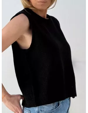 Pull maille noir sans manches, Molly Bracken, référence LAF121DN