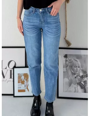 Denim délavage blue denim, coupe mom, Molly bracken, référence ED77CN