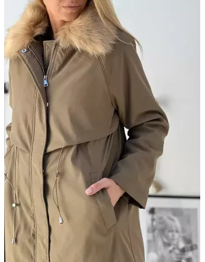 Parka Molly Bracken, intérieur fausse fourrure, coloris kaki - Référence : OR169DH