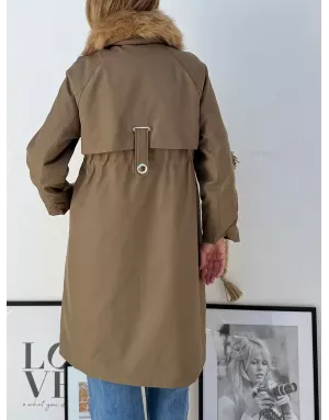 Parka Molly Bracken, intérieur fausse fourrure, coloris kaki - Référence : OR169DH