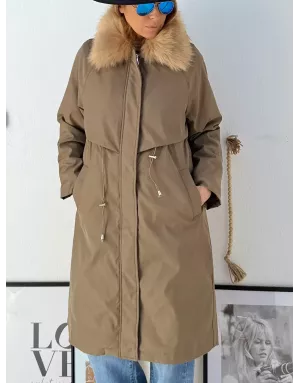 Parka Molly Bracken, intérieur fausse fourrure, coloris kaki - Référence : OR169DH