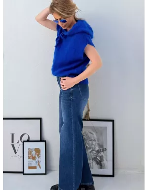 Pull mohair sans manches et capuche, bleu roi - Sélection Samsara