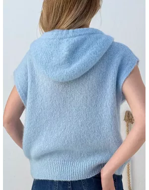 Pull mohair sans manches et capuche, bleu layette - Sélection Samsara