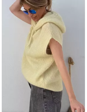 Pull mohair sans manches et capuche, Jaune tendre - Sélection Samsara