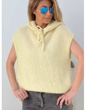 Pull mohair sans manches et capuche, Jaune tendre - Sélection Samsara