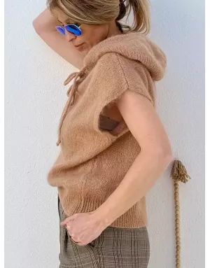 Pull mohair sans manches et capuche, camel - Sélection Samsara