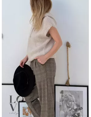 Pull mohair sans manches et capuche, beige- Sélection Samsara