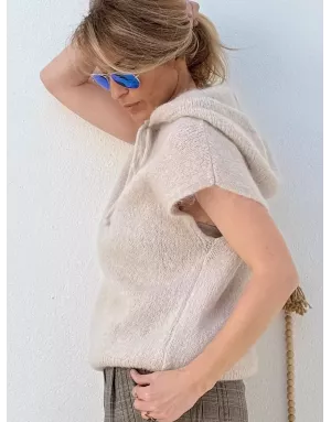 Pull mohair sans manches et capuche, beige- Sélection Samsara