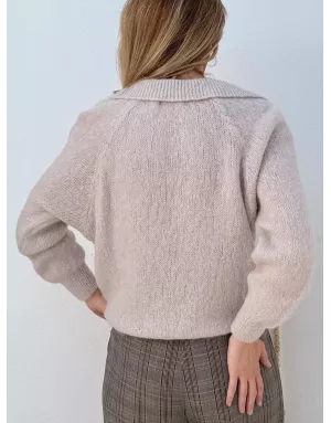 Pull alpaga et laine, forme polo, beige - Sélection Samsara