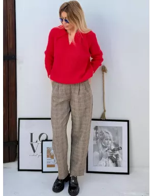 Pull alpaga et laine, forme polo, rouge - Sélection Samsara