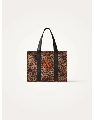 Sac cabas Vanessa Wu, grand format, tissu imprimé léopard - MA0135LP
