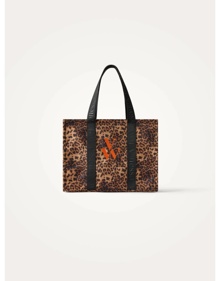 Sac cabas Vanessa Wu, grand format, tissu imprimé léopard - MA0135LP