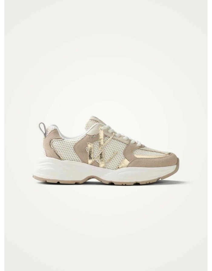 Baskets running JILLIAN beige et or, Vanessa WU - Référence : BK2811 BG