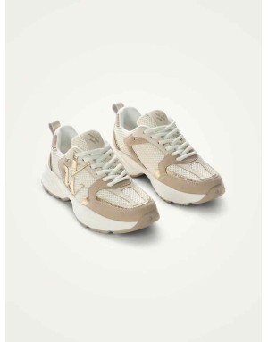 Baskets running JILLIAN beige et or, Vanessa WU - Référence : BK2811 BG