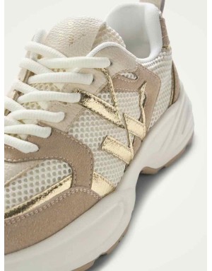 Baskets running JILLIAN beige et or, Vanessa WU - Référence : BK2811 BG