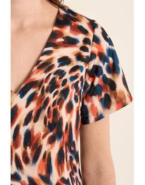 Robe imprimée léopard Molly Bracken, coloris fondu à dominante orange -  Référence P1229BEE