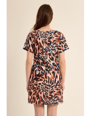 Robe imprimée léopard Molly Bracken, coloris fondu à dominante orange -  Référence P1229BEE