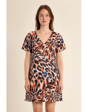 Robe imprimée léopard Molly Bracken, coloris fondu à dominante orange -  Référence P1229BEE