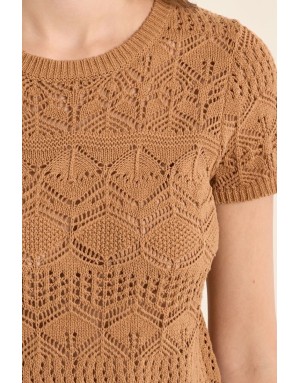 Pull ajouré en crochet Molly Bracken, coloris beige - Référence : E1732EP