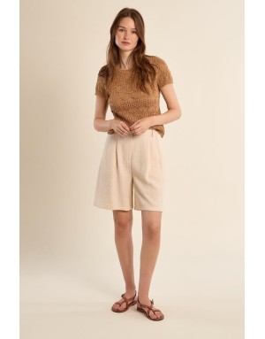 Pull ajouré en crochet Molly Bracken, coloris beige - Référence : E1732EP