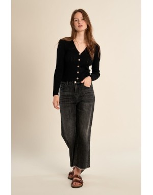 Gilet fantaisie ajouré Molly Bracken, coloris noir - Référence : E1673EP