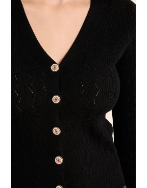 Gilet fantaisie ajouré Molly Bracken, coloris noir - Référence : E1673EP