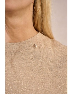 Pull sans manches, maille lurex et dorée Molly Bracken, coloris beige - Référence : E1788EP
