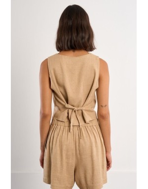 Gilet de costume en lin Lili Sidonio pour Molly Bracken, coloris beige, référence PL276EP