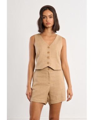 Gilet de costume en lin Lili Sidonio pour Molly Bracken, coloris beige, référence PL276EP