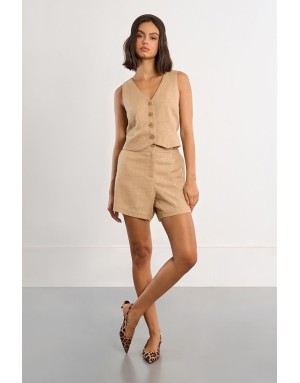 Gilet de costume en lin Lili Sidonio pour Molly Bracken, coloris beige, référence PL276EP