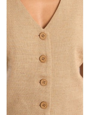 Gilet de costume en lin Lili Sidonio pour Molly Bracken, coloris beige, référence PL276EP