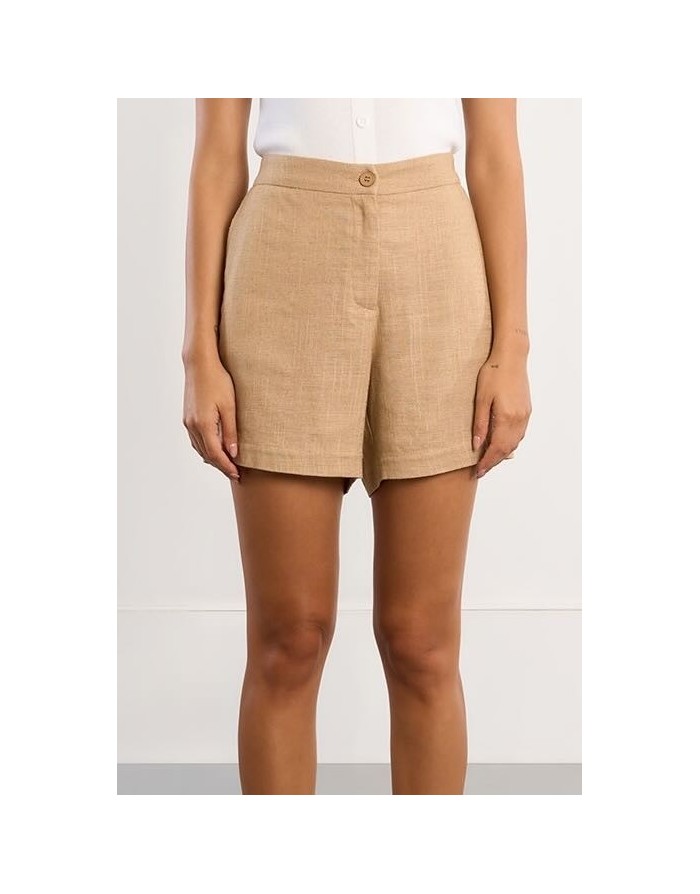 Short taille haute, taille élastiquée à l'arrière Molly Bracken, matière 30% lin -  Référence PL275EP