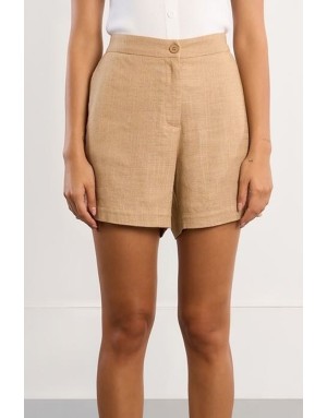 Short taille haute, taille élastiquée à l'arrière Molly Bracken, matière 30% lin -  Référence PL275EP