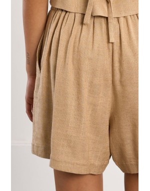 Short taille haute, taille élastiquée à l'arrière Molly Bracken, matière 30% lin -  Référence PL275EP