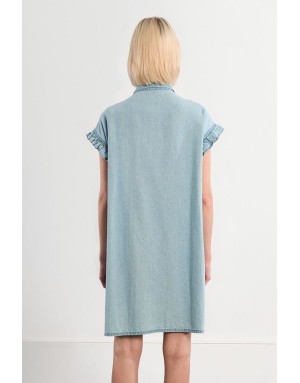 Robe large smockée effet denim Lili Sidonio pour Molly Bracken, 100% coton -  Référence ZPL115EE