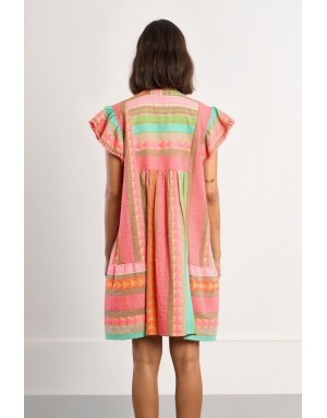 Robe large 70% coton Lili Sidonio pour Molly Bracken, coloris vif, motif ethnique -  Référence ZML108EE