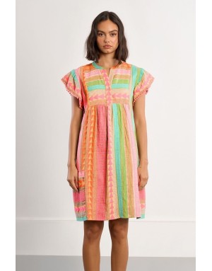 Robe large 70% coton Lili Sidonio pour Molly Bracken, coloris vif, motif ethnique -  Référence ZML108EE